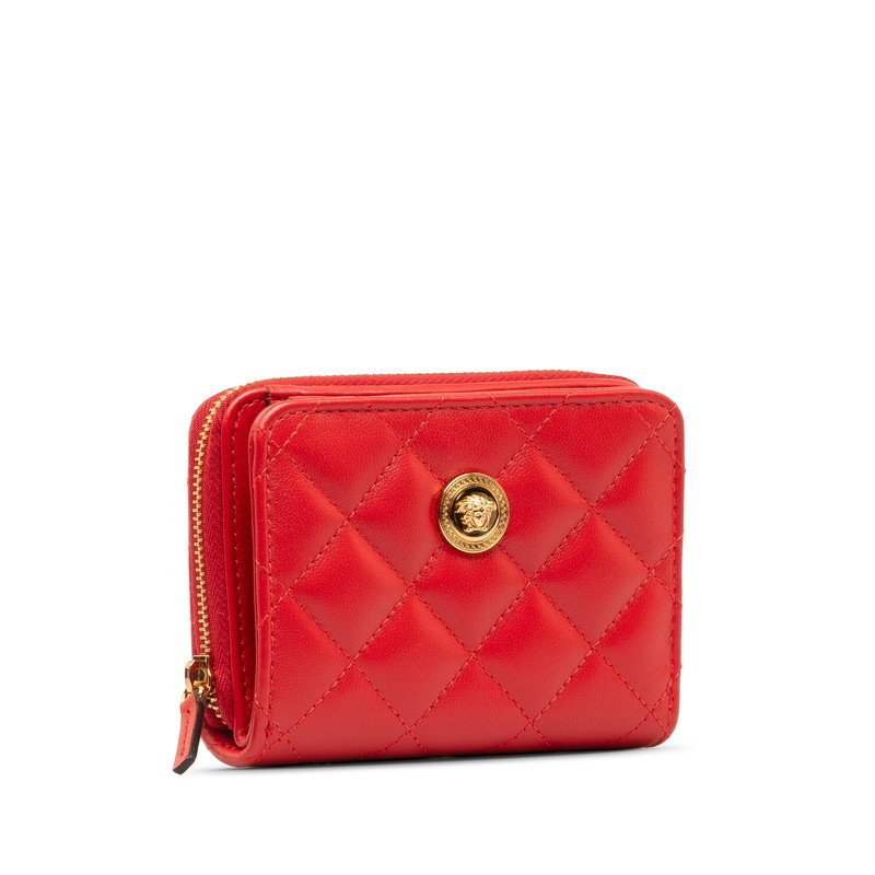 Versace Gold Wallet Medusa Red Leather Wallet Bifold